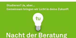 Nacht der Beratung Bild mit einer Glühbirne und Text