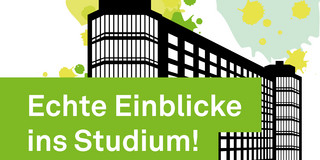 Grafik mit dem Mathetower im Hintergrund. Im Vordergrund steht: Erste Eindrücke ins Studium